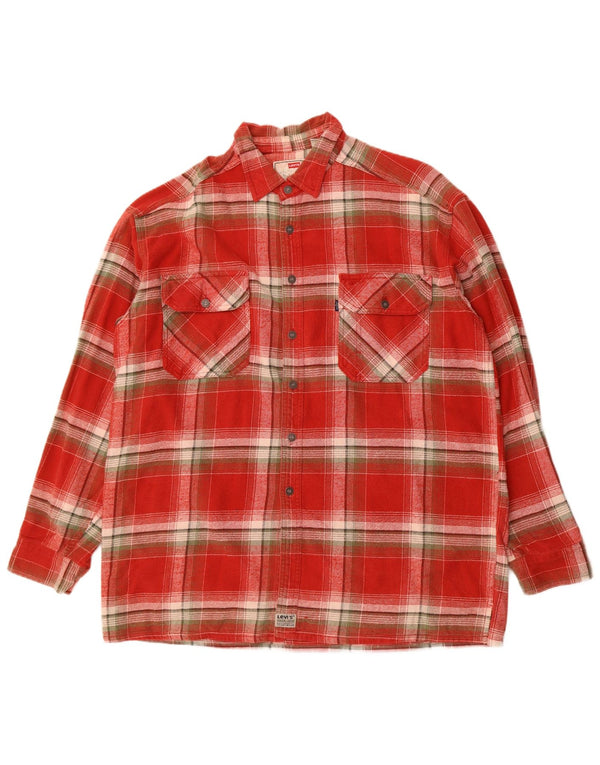 Levi's Mens Flannel Shirt XL Red Check Cotton
