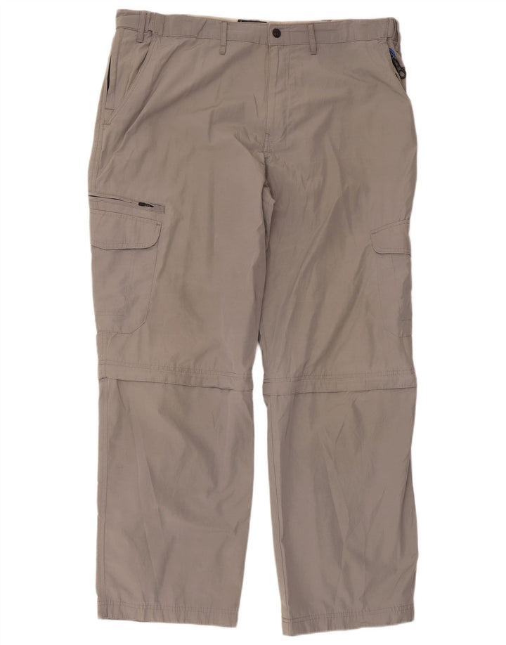 MARKS & SPENCER Mens Straight Cargo Trousers W40 L31 Grey Polyamide