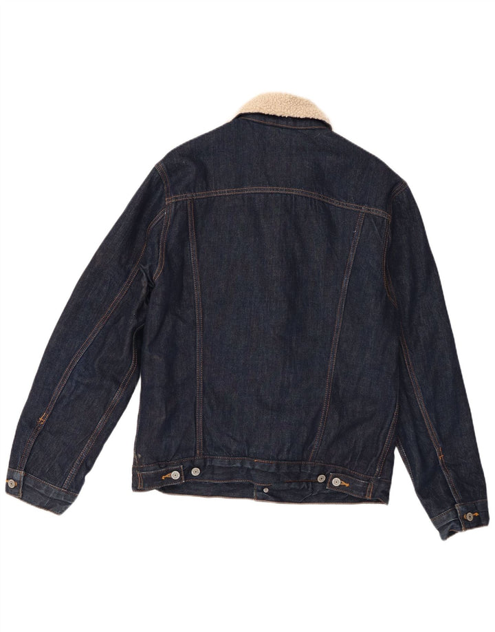 Levi's Mens Sherpa Denim Jacket UK 38 Medium Navy Blue Cotton