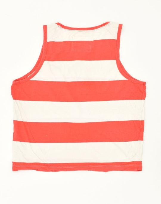 HOLLISTER Womens California Vest Top UK 14 Medium Red Striped Cotton Vintage Second Hand Clothing Online Messina Hembry