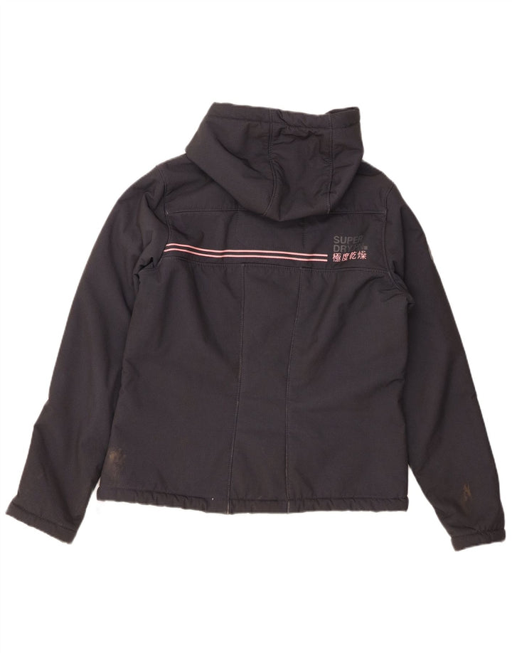 SUPERDRY Womens Windtrekker Hooded Windbreaker Jacket UK 14 Large Grey