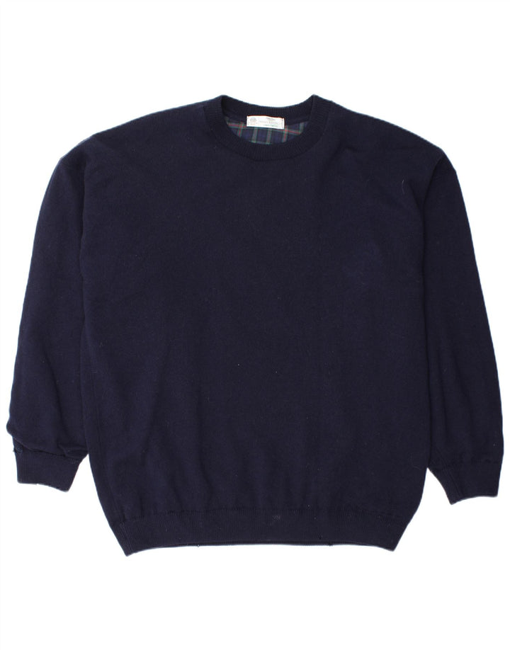 Marks & Spencer Mens Crew Neck Jumper Sweater Large Navy Blue New Wool
