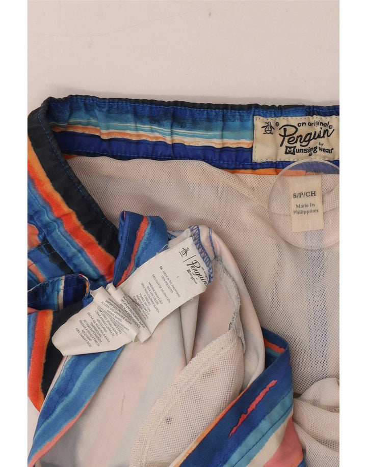 Penguin Mens Swimming Shorts Small Multicoloured Striped Polyester