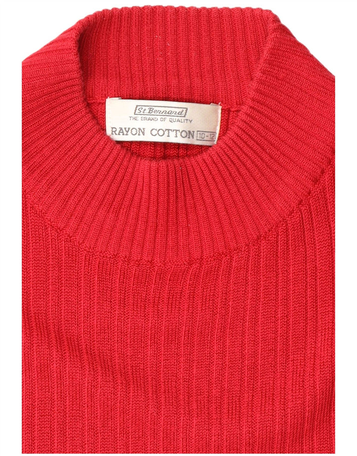 ST. BERNARD Womens Short Sleeve Turtle Neck Jumper Sweater UK 10 Small Red