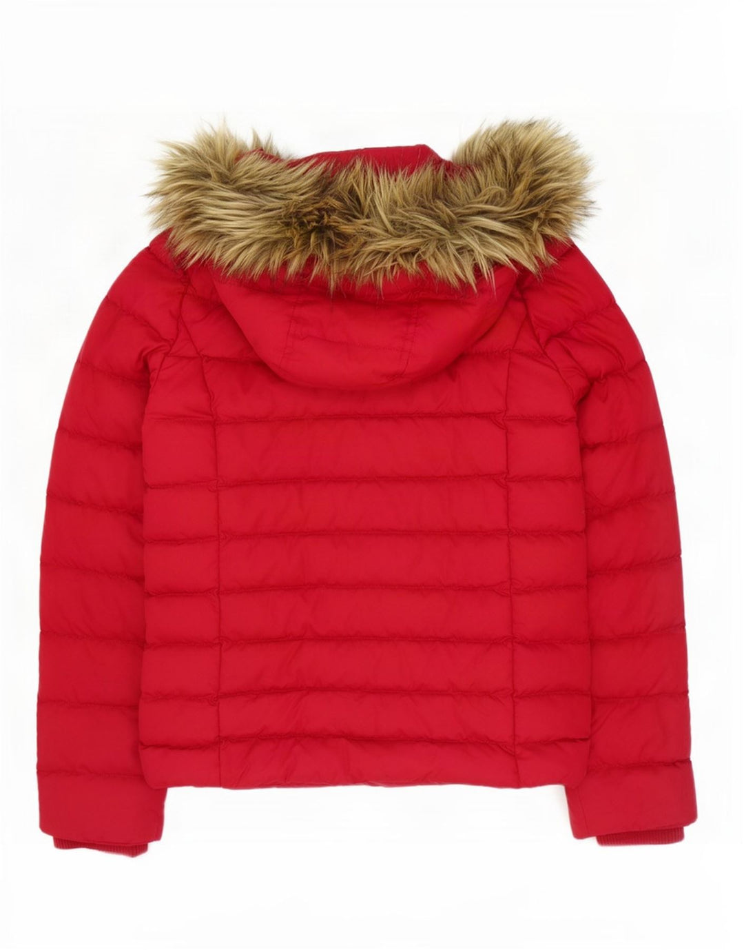 Tommy Hilfiger Womens Hooded Padded Jacket UK 10 Small Red Polyester