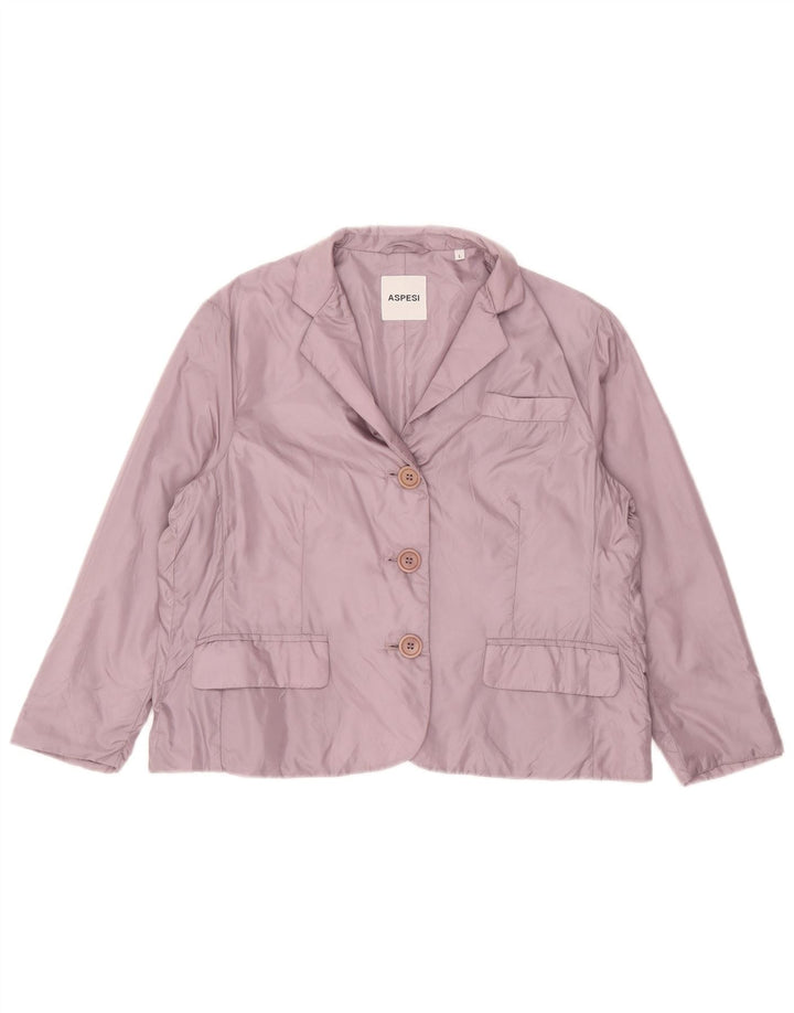 Aspesi Womens 3 Button Padded Blazer Jacket UK 14 Large Purple Nylon