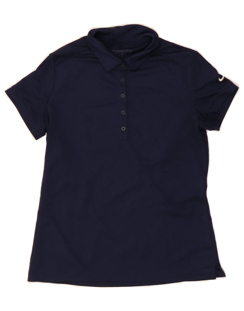 NIKE Womens Dri Fit Polo Shirt UK 12 Medium Navy Blue Polyester Vintage Nike and Second-Hand Nike from Messina Hembry 