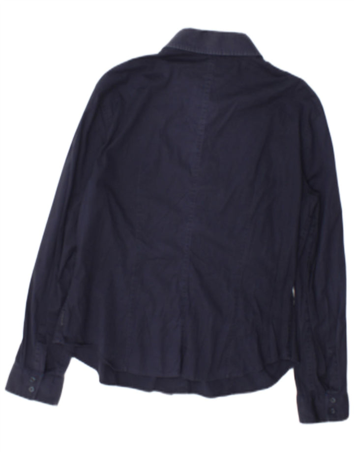 Armani Womens Shirt Large Navy Blue Cotton