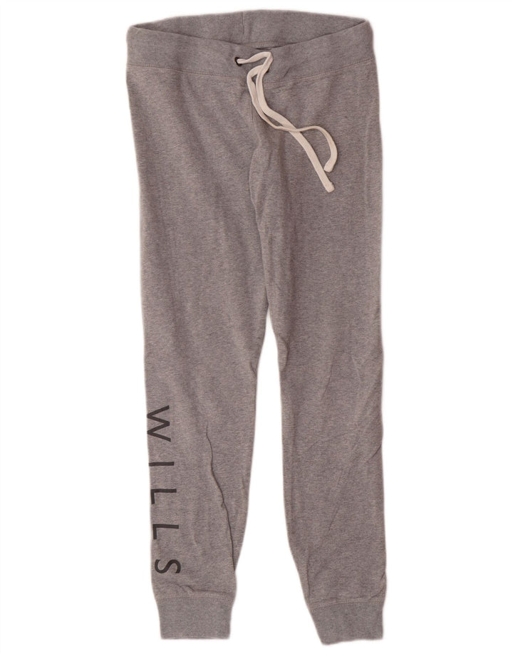 JACK WILLS Womens Graphic Tracksuit Trousers Joggers UK 12 Medium  Grey