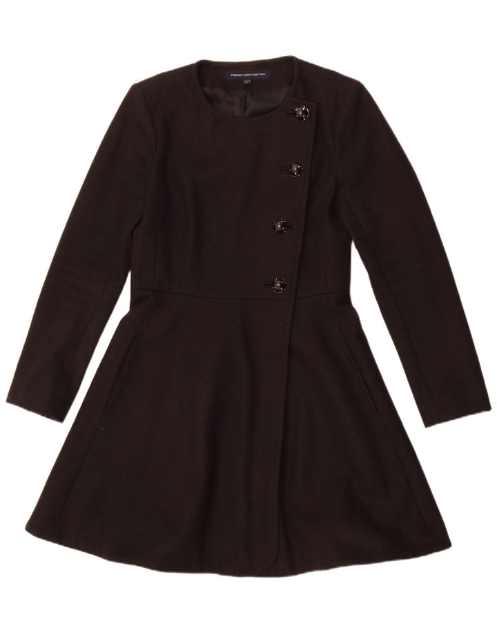 French Connection Womens Overcoat UK 10 Small Black Wool