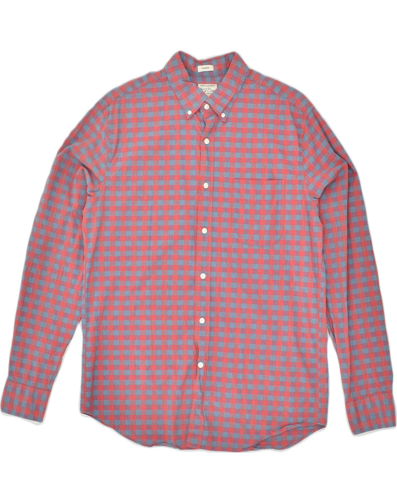 J. CREW Mens Classic Shirt Medium Maroon Check Cotton | Vintage J. Crew | Thrift | Second-Hand J. Crew | Used Clothing | Messina Hembry 