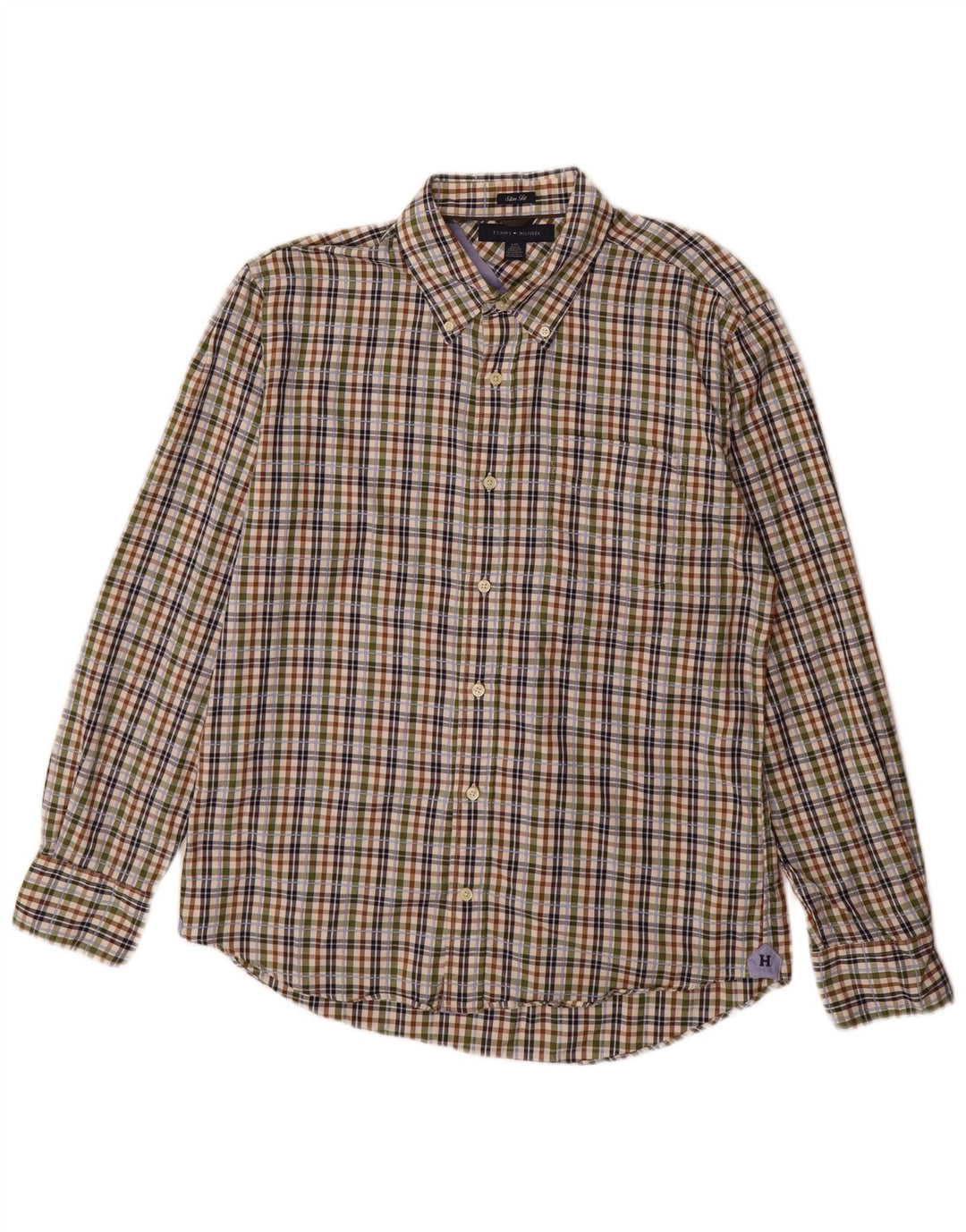 Tommy Hilfiger Mens Slim Fit Flannel Shirt Large Multicoloured Check