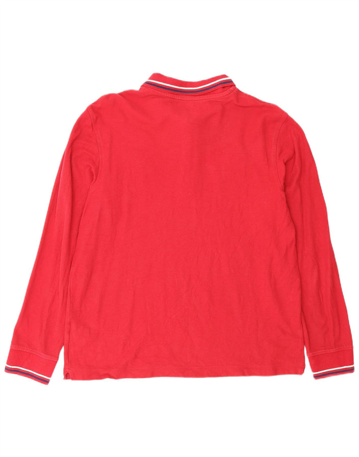 Lotto Mens Long Sleeve Polo Shirt Medium Red Cotton