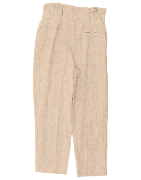Zara Womens Pegged High Waist Chino Trousers Medium W30 L26 Beige Linen
