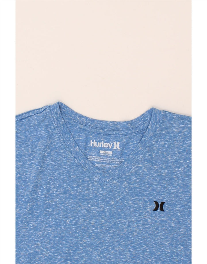 HURLEY Mens T-Shirt Top Large Blue Flecked Polyester Vintage Hurley and Second-Hand Hurley from Messina Hembry 