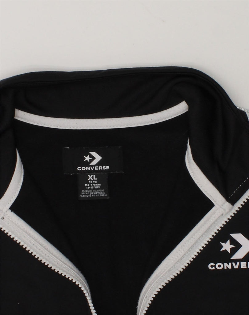 CONVERSE Girls Tracksuit Top Jacket 13-14 Years XL  Black Polyester | Vintage Converse | Thrift | Second-Hand Converse | Used Clothing | Messina Hembry 