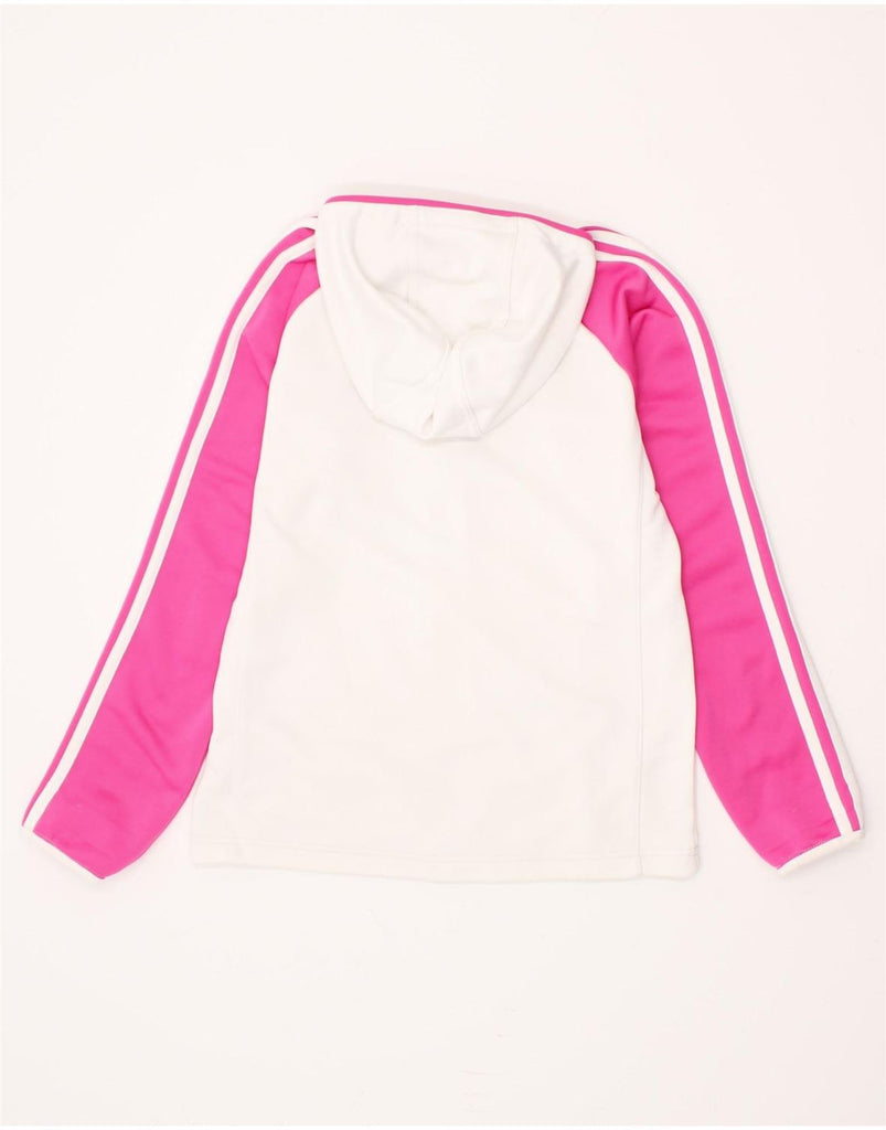 ADIDAS Girls Zip Hoodie Sweater 13-14 Years Off White Colourblock Vintage Adidas and Second-Hand Adidas from Messina Hembry 