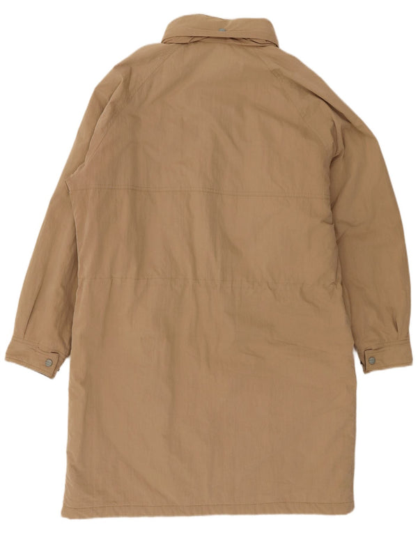 L.L.Bean Mens Hooded Loose Fit Overcoat UK 38 Medium Beige Cotton