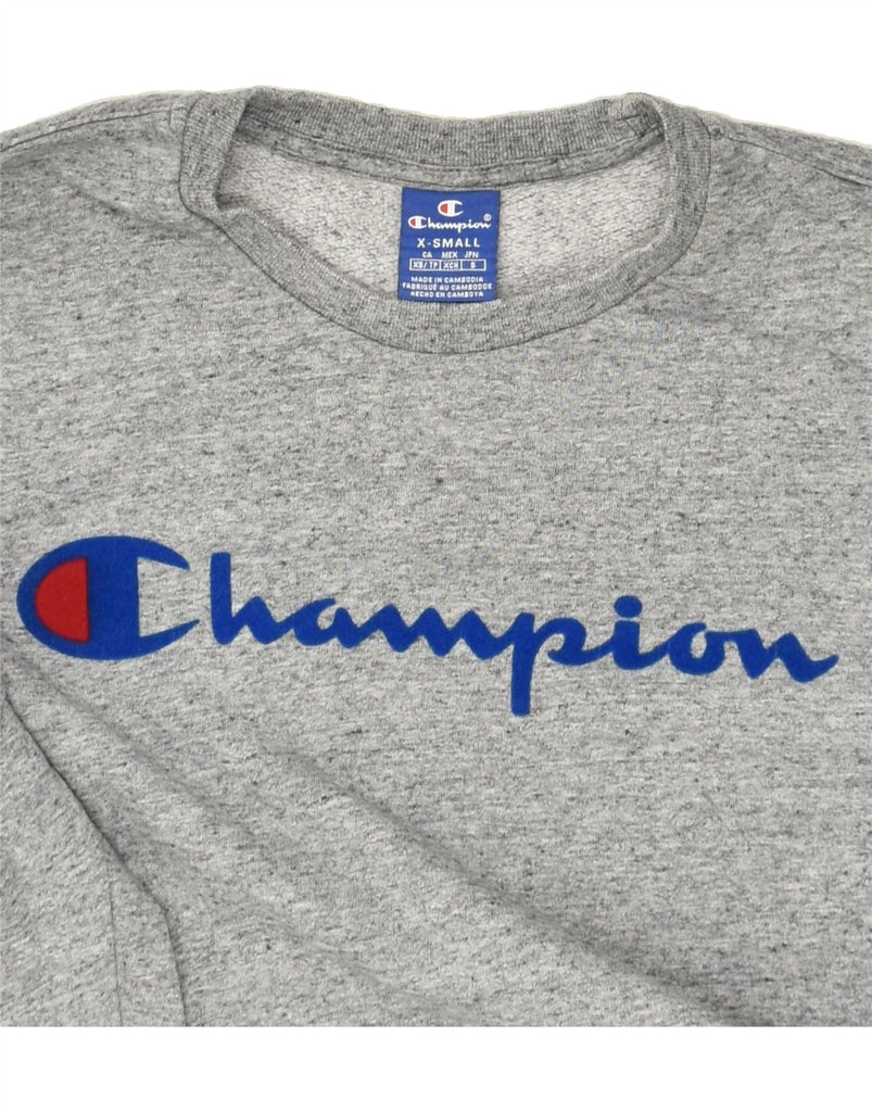 CHAMPION Mens Graphic Sweatshirt Jumper XS Grey Cotton | Vintage Champion | Thrift | Second-Hand Champion | Used Clothing | Messina Hembry 