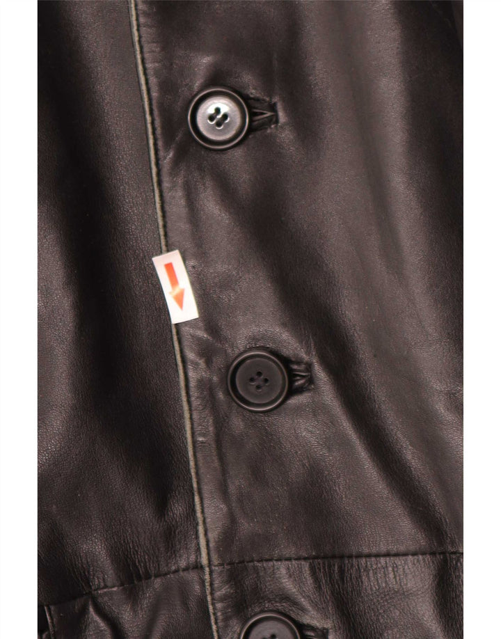 Vintage Mens Leather Coat UK 38 Medium Black