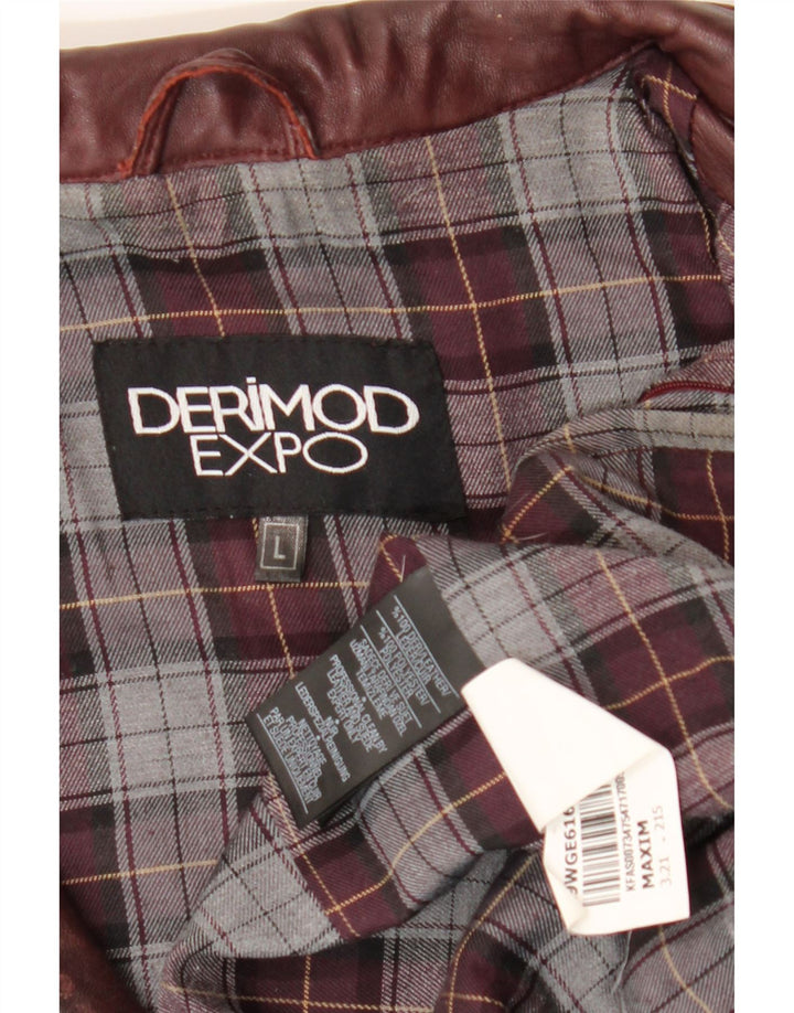 Derimod Expo Womens Biker Jacket UK 14 Large Burgundy Leather