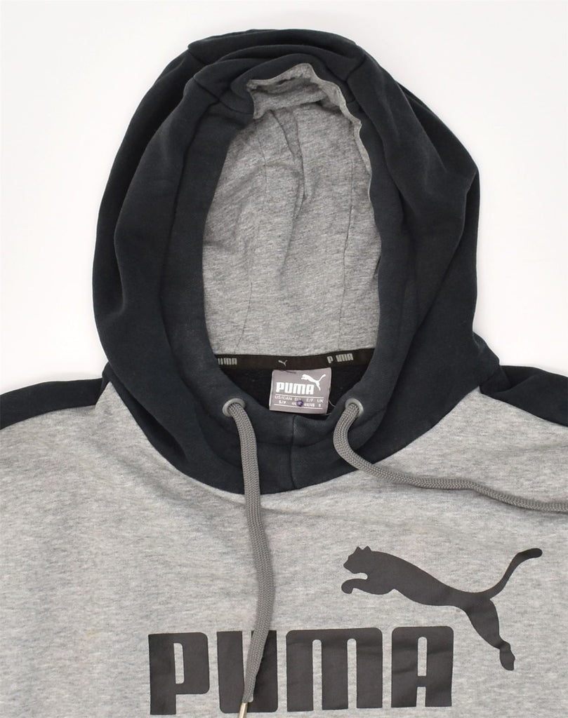 PUMA Mens Graphic Hoodie Jumper Small Black Colourblock Cotton | Vintage Puma | Thrift | Second-Hand Puma | Used Clothing | Messina Hembry 