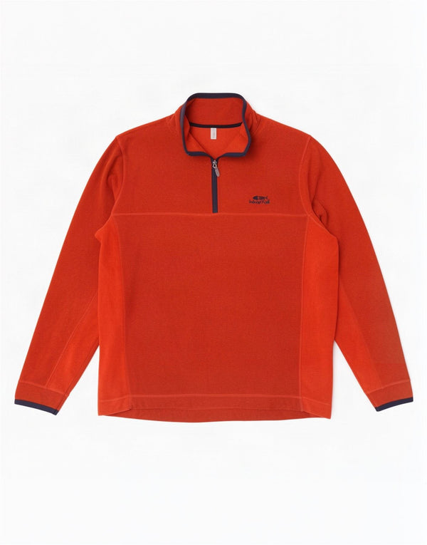 Weird Fish Mens Zip Neck Fleece Jumper 2XL Maroon Colourblock Polyester