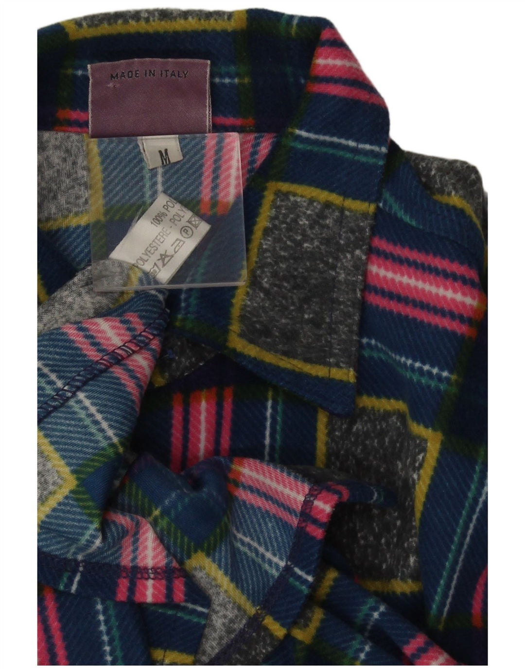 Vintage Mens Fleece Shirt Medium Multicoloured Geometric Polyester