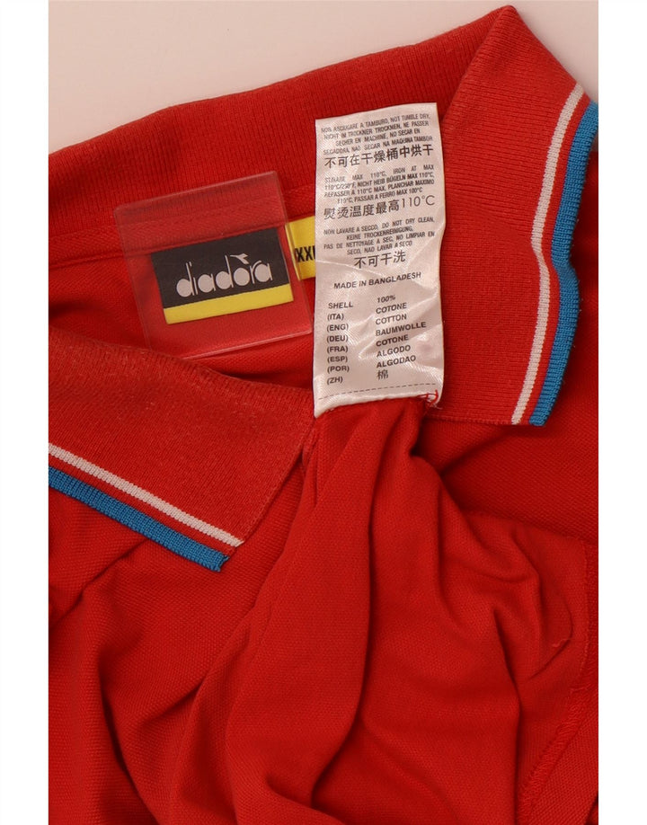 DIADORA Mens Polo Shirt 2XL Red Cotton