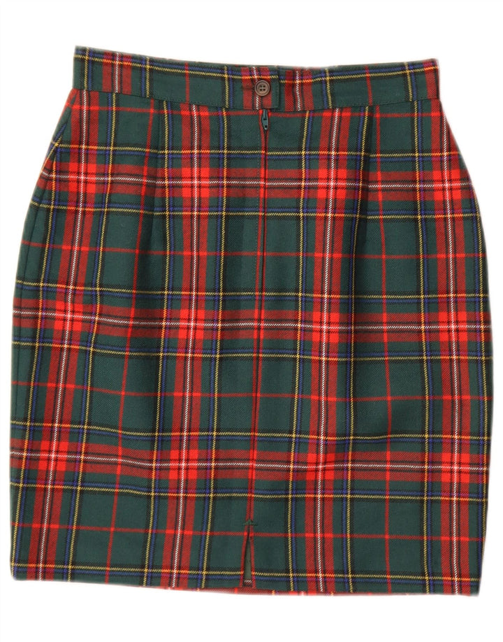 Vintage Womens Pencil Skirt IT 42 Medium W28  Green Plaid Wool