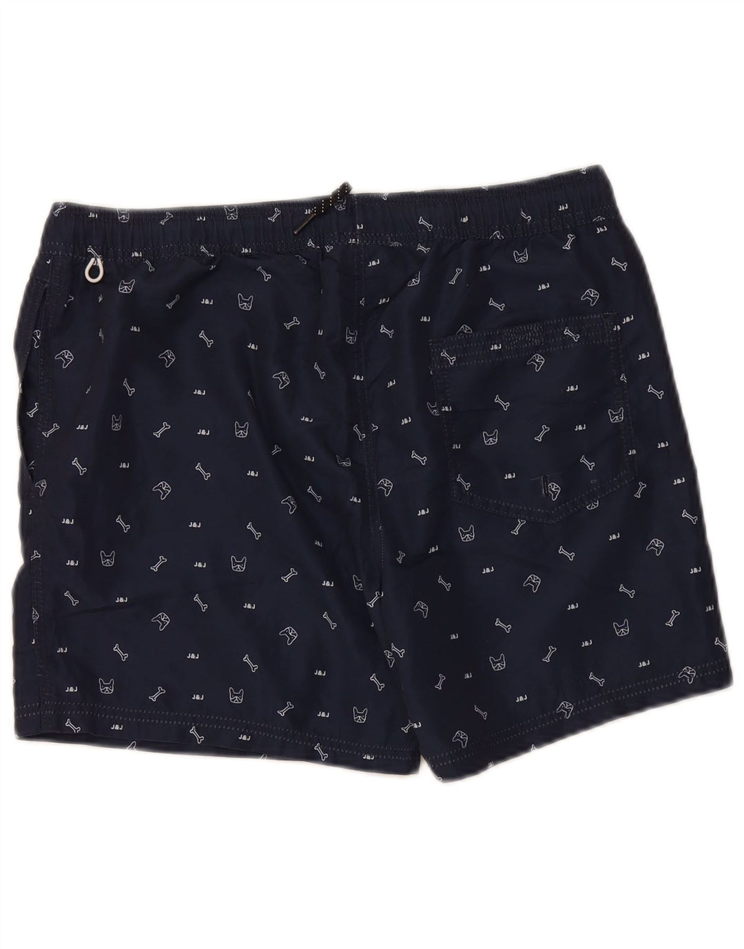 JACK & JONES Mens Graphic Swimming Shorts Medium  Navy Blue Polyester