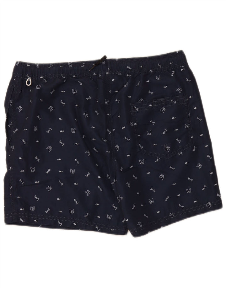 JACK & JONES Mens Graphic Swimming Shorts Medium  Navy Blue Polyester