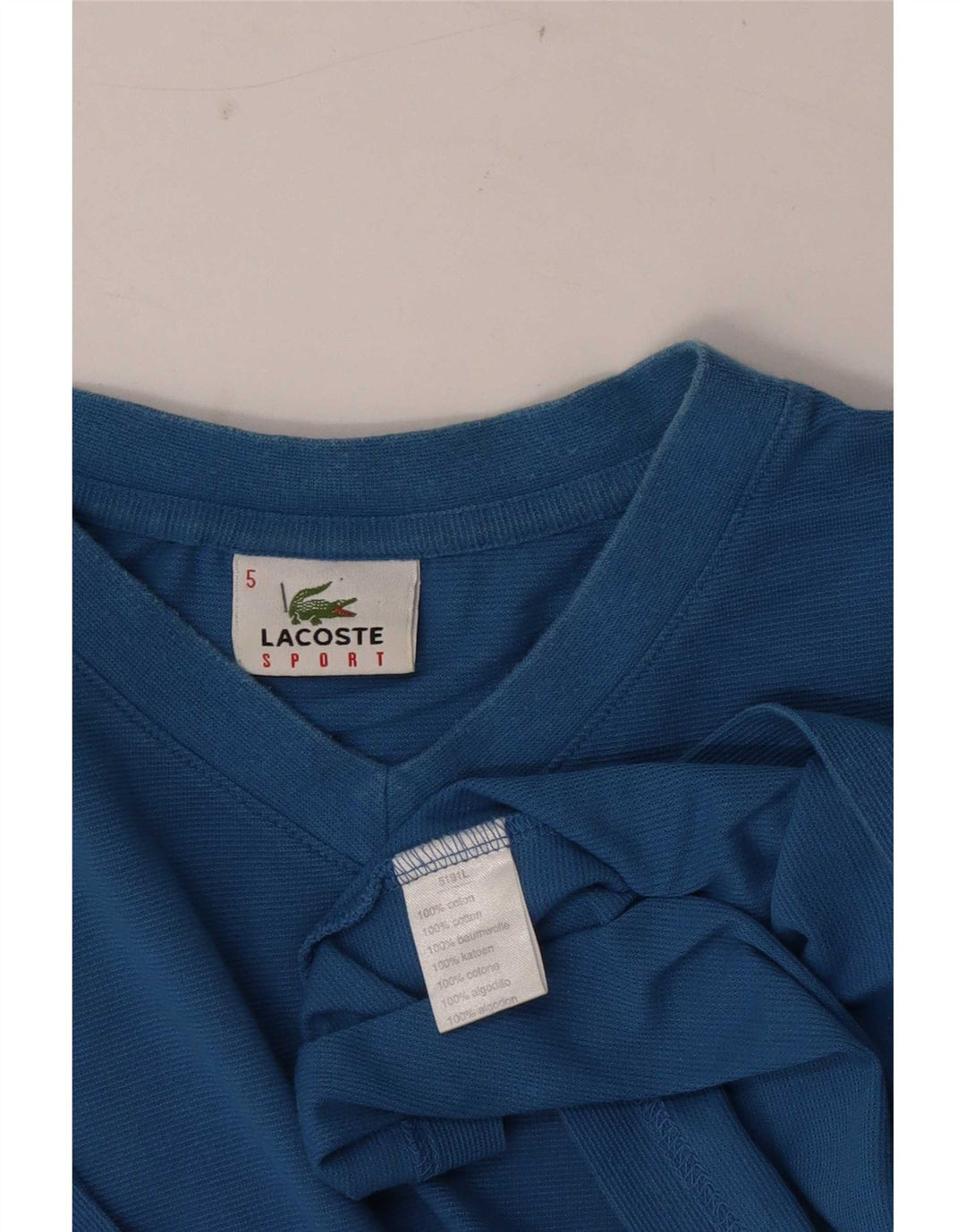 Lacoste Mens T-Shirt Top Size 5 Large Blue Cotton