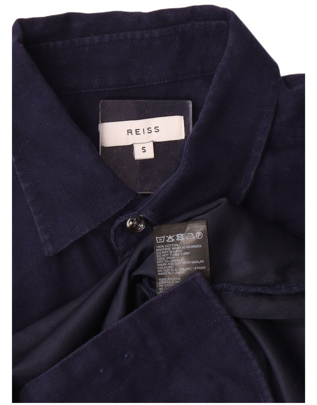 Reiss Mens Shirt Small Navy Blue Cotton