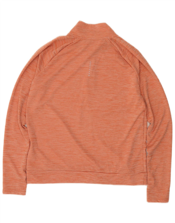 Nike Womens Dri Fit Zip Neck Pullover Tracksuit Top UK 14 Medium Orange