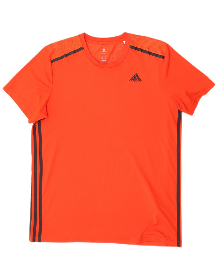 Adidas Mens Climacool T-Shirt Top Large Orange Polyester