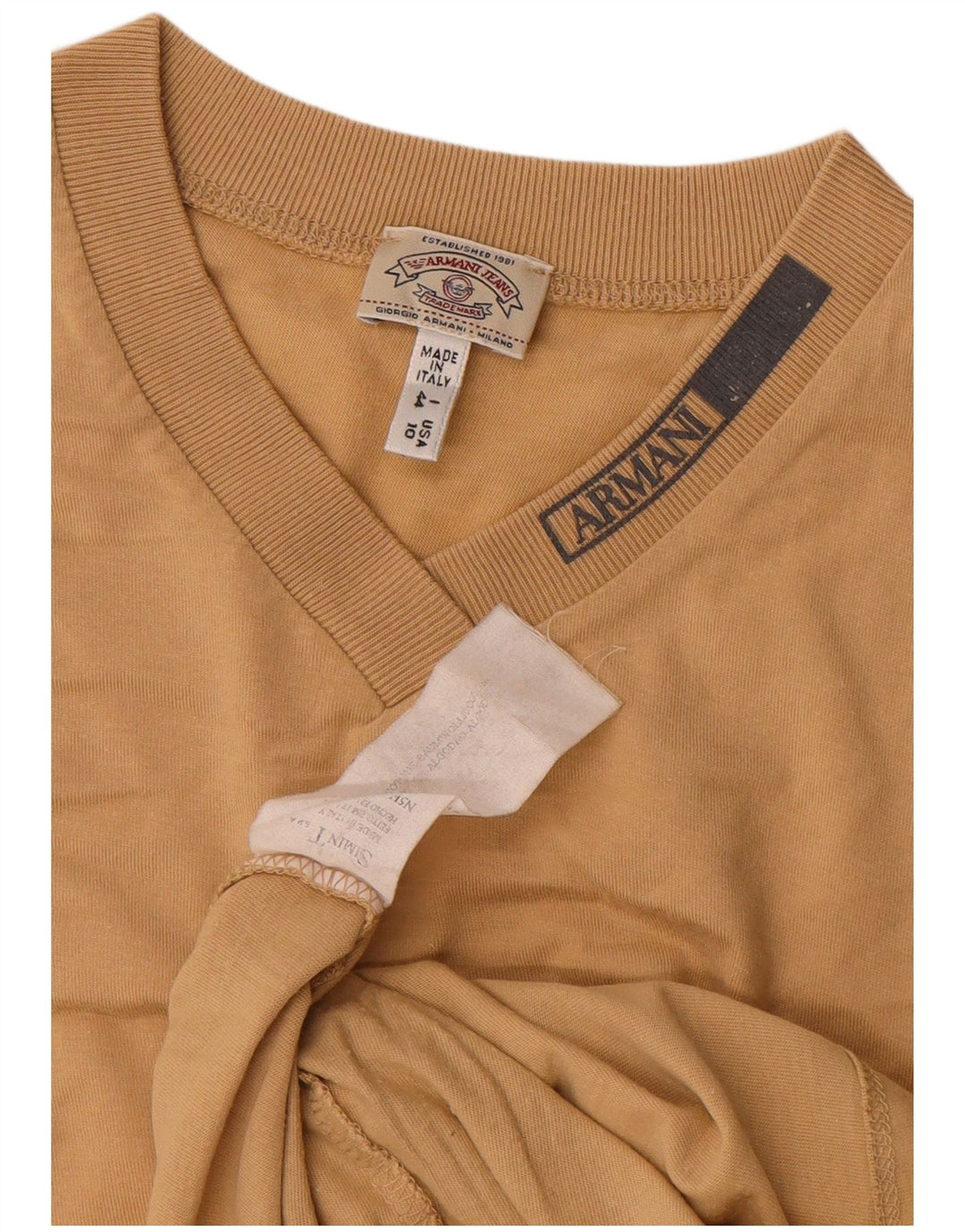 Armani Jeans Womens T-Shirt Top IT 44 Medium Beige Cotton