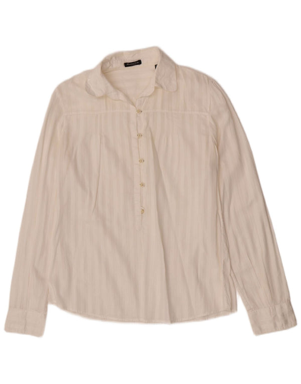 Massimo Dutti Womens Pullover Shirt EU 42 Large Off White Pinstripe