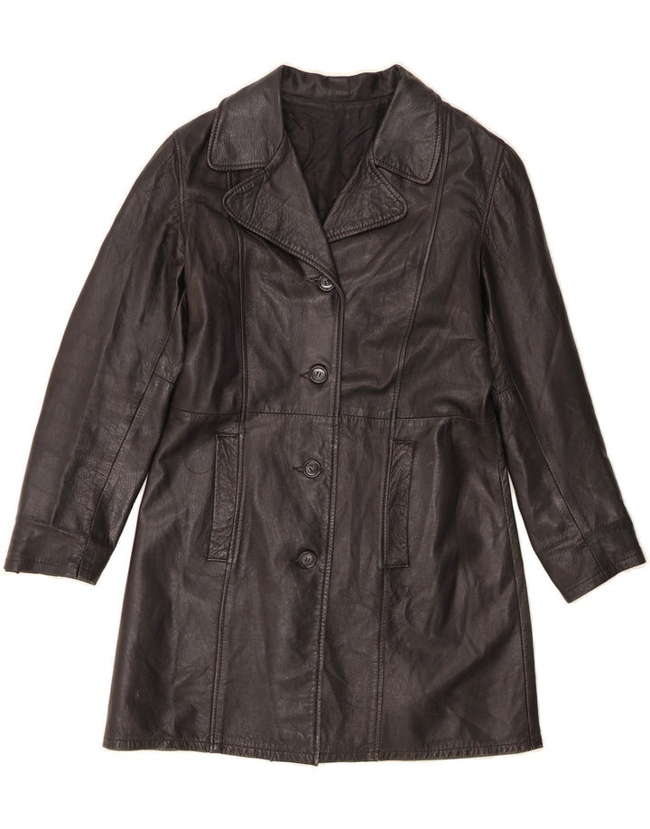 VINTAGE Womens Leather Coat UK 10 Small Black Vintage Vintage and Second-Hand Vintage from Messina Hembry 