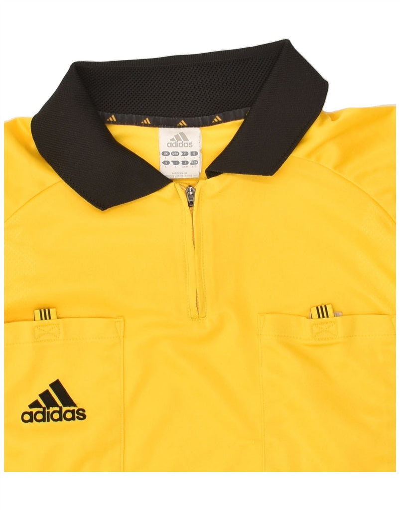 ADIDAS Mens Long Sleeve Polo Shirt Large Yellow Polyester | Vintage Adidas | Thrift | Second-Hand Adidas | Used Clothing | Messina Hembry 