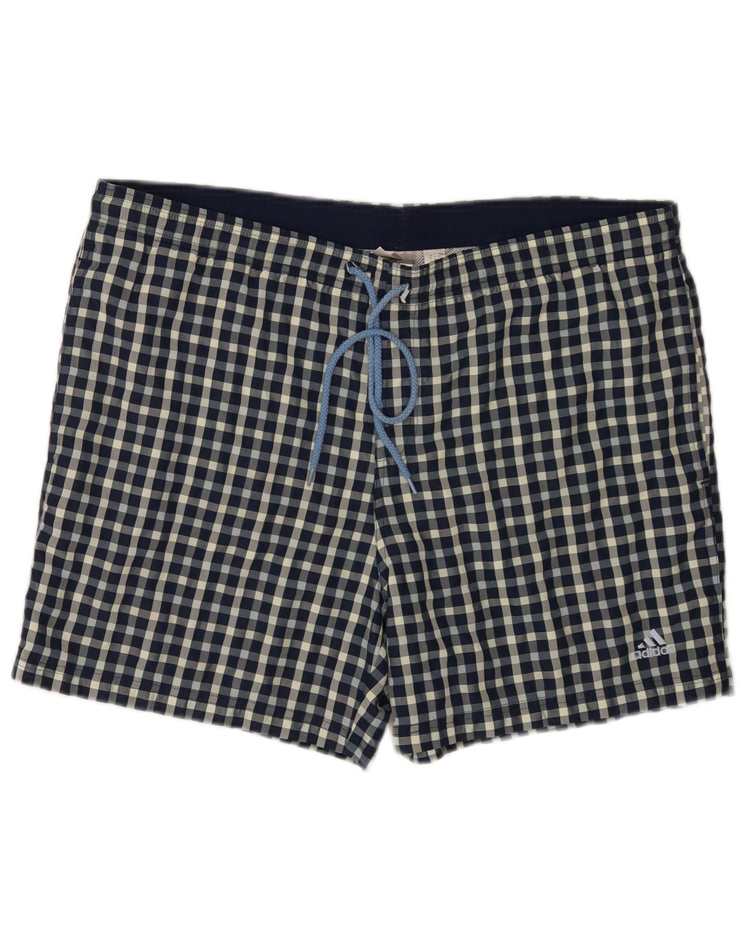 Adidas Mens Regular Swimming Shorts Large Blue Check Polyester