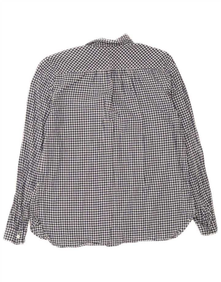 J. Crew Womens Pullover Shirt UK 14 Medium Navy Blue Gingham Cotton