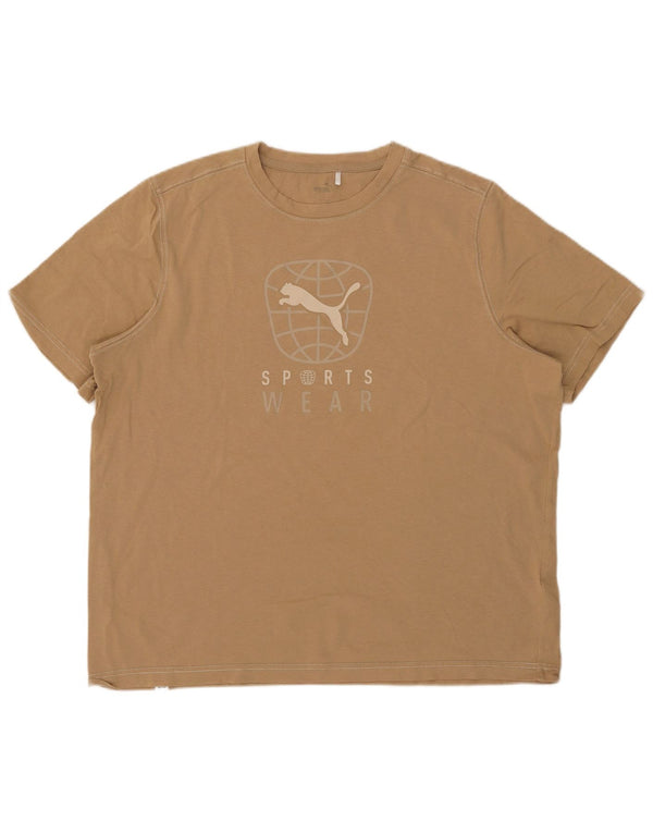 Puma Mens Graphic T-Shirt Top XL Beige Cotton