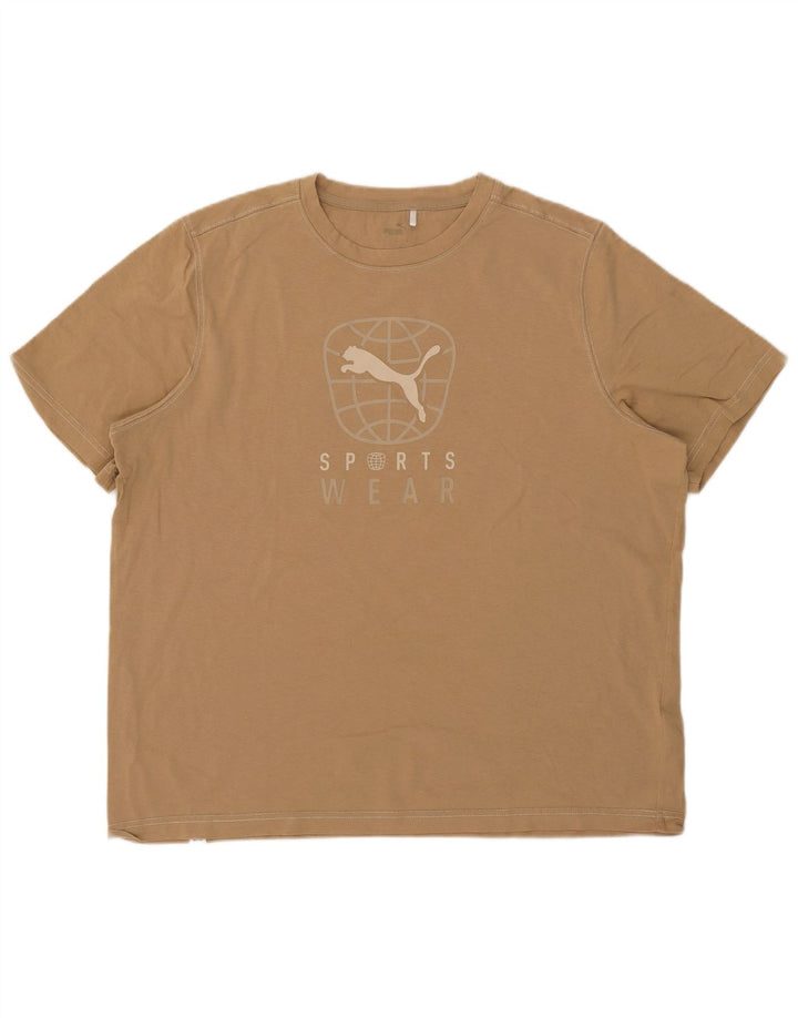 Puma Mens Graphic T-Shirt Top XL Beige Cotton