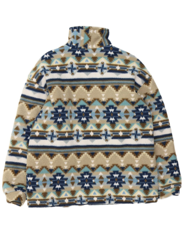Vintage Mens Fleece Jacket UK 40 Large Multicoloured Geometric