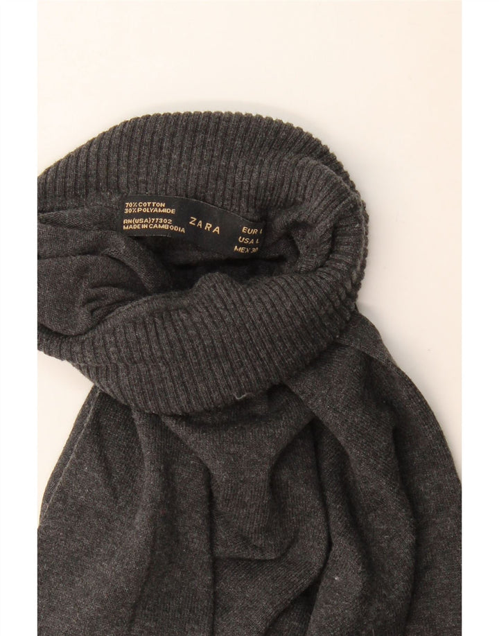 Zara Womens Crop Roll Neck Jumper Sweater UK 14 Large Grey