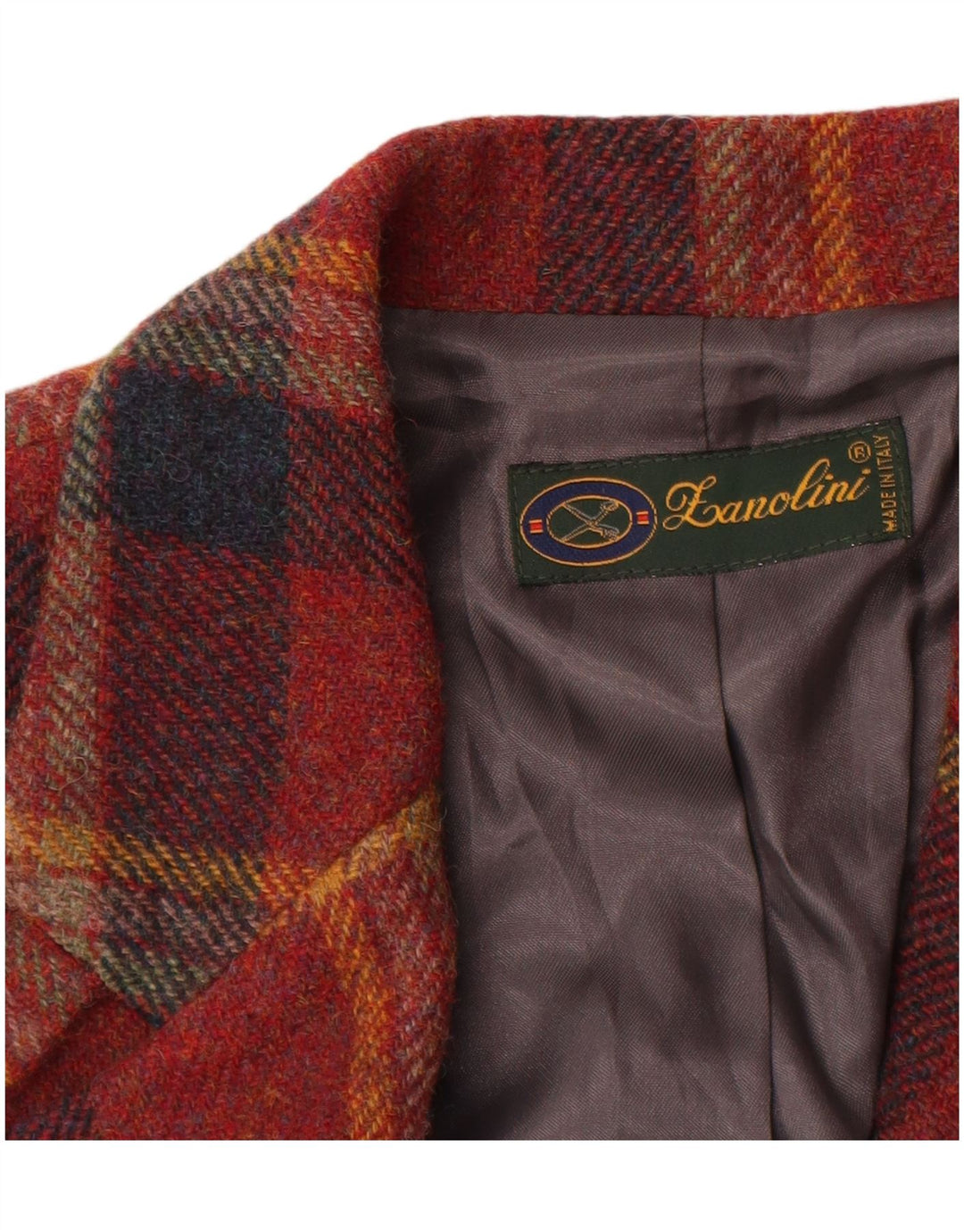 Lanolini  Womens 3 Button Blazer Jacket IT 42 Medium Brown Check Wool