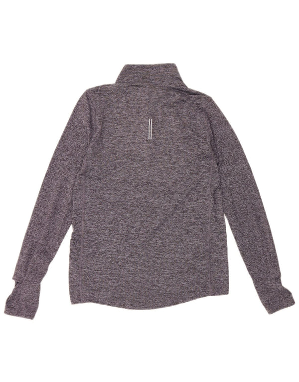 Nike Mens Dri Fit Zip Neck Top Long Sleeve XS Blue Flecked Polyester