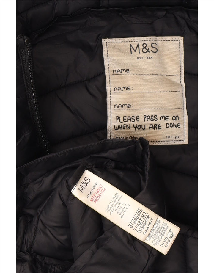 Marks & Spencer Girls Hooded Padded Coat 10-11 Years Black Polyamide