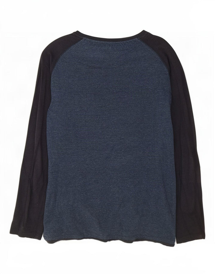 Fat Face Mens Top Long Sleeve Large Navy Blue Colourblock Cotton